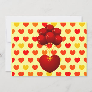 Rood hart met ballonnen, uitnodiging