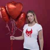 Rood Hart met duivelshoorns en een staart T-shirt