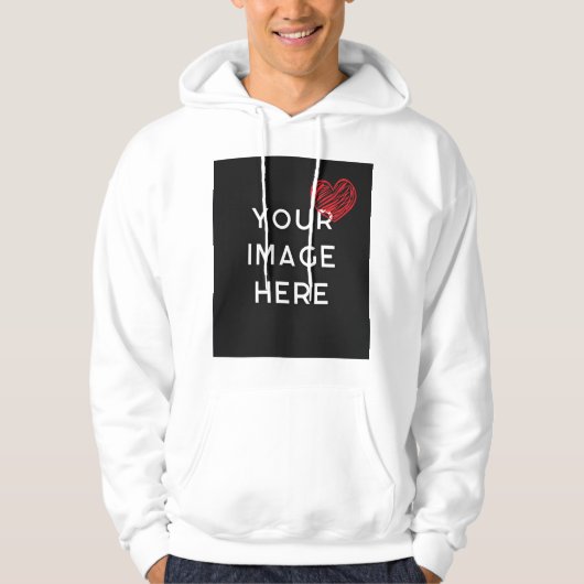 Rood hart met gepersonaliseerd afbeelding hoodie (Voorkant)
