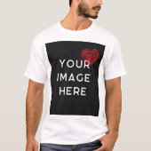 Rood hart met gepersonaliseerd afbeelding t-shirt (Voorkant)