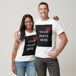 Rood hart met gepersonaliseerd afbeelding t-shirt