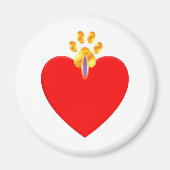 Rood hart met gouden poot magneet (Voorkant)