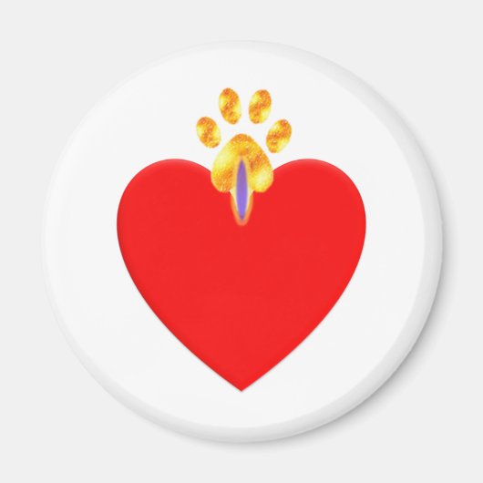 Rood hart met gouden poot magneet (Voorkant)