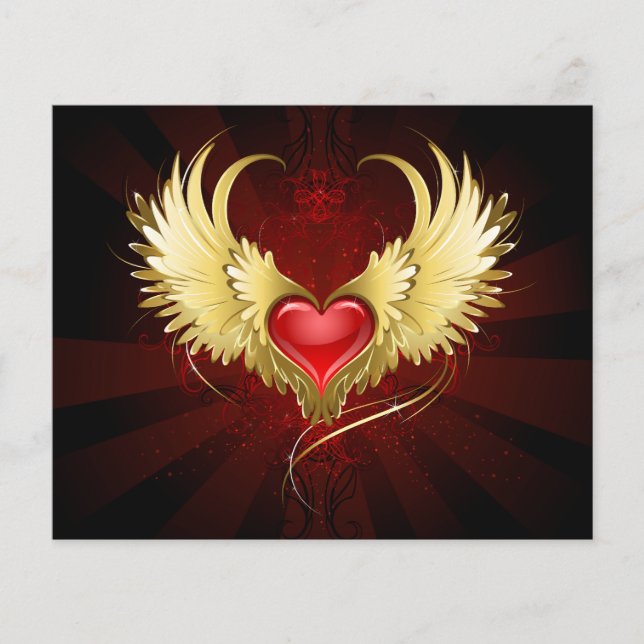 Rood Hart met Gouden Vleugels (Voorkant)