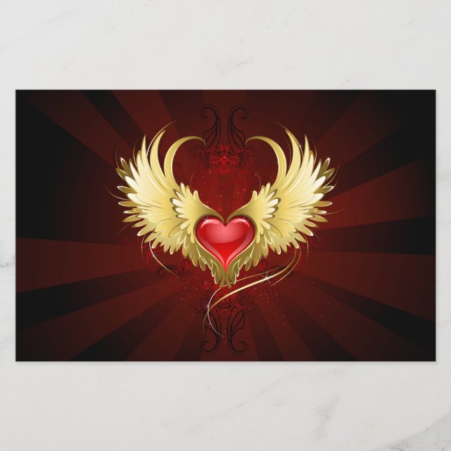 Rood Hart met Gouden Vleugels (Voorkant)