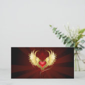 Rood Hart met Gouden Vleugels Bedankkaart (Staand voorkant)