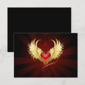 Rood Hart met Gouden Vleugels Bedankkaart (Voorkant / Achterkant)