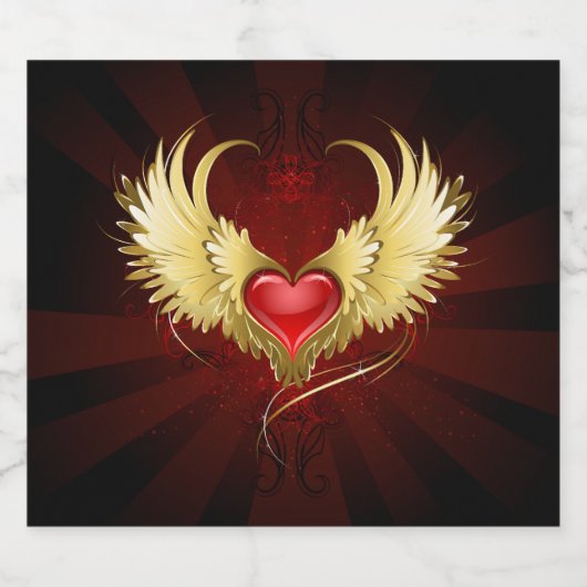 Rood Hart met Gouden Vleugels Bier Etiket (Enkel label)