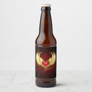 Rood Hart met Gouden Vleugels Bier Etiket