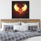Rood Hart met Gouden Vleugels Canvas Afdruk (Insitu (Slaapkamer))