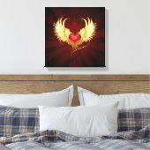 Rood Hart met Gouden Vleugels Canvas Afdruk (Insitu (Slaapkamer))