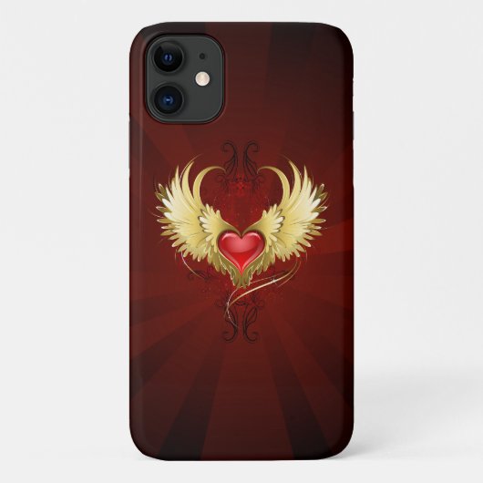 Rood Hart met Gouden Vleugels Case-Mate iPhone Case (Achterkant)