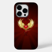 Rood Hart met Gouden Vleugels Case-Mate iPhone Case (Achterkant)