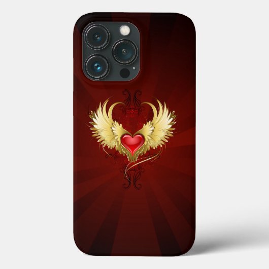 Rood Hart met Gouden Vleugels Case-Mate iPhone Case (Achterkant)