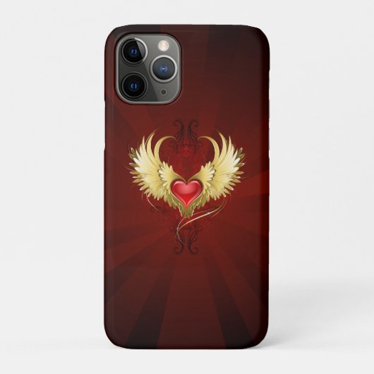 Rood Hart met Gouden Vleugels Case-Mate iPhone Case (Achterkant)