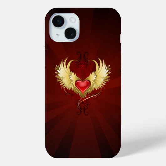 Rood Hart met Gouden Vleugels Case-Mate iPhone Case (Achterkant)
