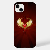 Rood hart met gouden vleugels Case-Mate iPhone case (Achterkant)