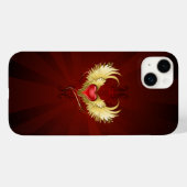 Rood hart met gouden vleugels Case-Mate iPhone case (Achterkant (horizontaal))