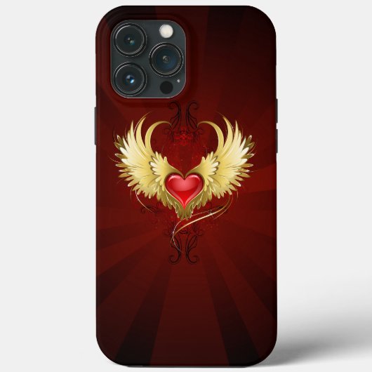 Rood Hart met Gouden Vleugels Case-Mate iPhone Case (Achterkant)