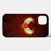 Rood hart met gouden vleugels Case-Mate iPhone case (Achterkant (horizontaal))