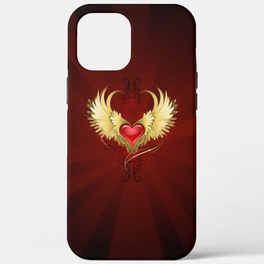 Rood Hart met Gouden Vleugels Case-Mate iPhone Case (Achterkant)