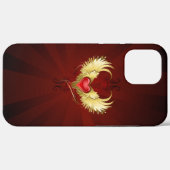 Rood Hart met Gouden Vleugels Case-Mate iPhone Case (Achterkant (horizontaal))