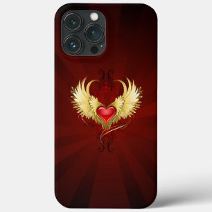 Rood hart met gouden vleugels Case-Mate iPhone case