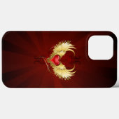 Rood hart met gouden vleugels Case-Mate iPhone case (Achterkant (horizontaal))