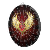 Rood Hart met Gouden Vleugels Dartbord (Voorkant Rechts)