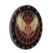 Rood Hart met Gouden Vleugels Dartbord (Voorkant Links)