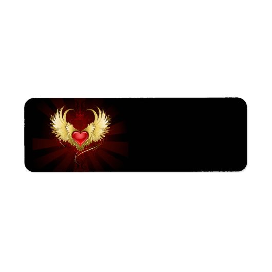 Rood Hart met Gouden Vleugels Etiket (Voorkant)