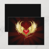 Rood Hart met Gouden Vleugels Feestdagenkaart (Voorkant / Achterkant)