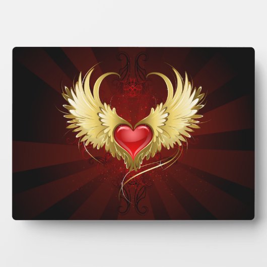 Rood Hart met Gouden Vleugels Fotoplaat (voorkant)