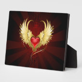 Rood Hart met Gouden Vleugels Fotoplaat (Zijkant)