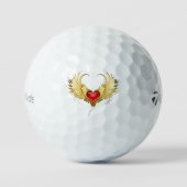 Rood Hart met Gouden Vleugels Golfballen (Voorkant)