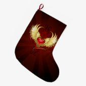 Rood Hart met Gouden Vleugels Grote Kerstsok (Voorkant (Hangend))