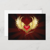 Rood Hart met Gouden Vleugels Informatiekaartje (Voorkant / Achterkant)