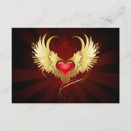 Rood Hart met Gouden Vleugels Informatiekaartje (Voorkant)