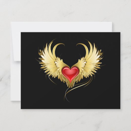 Rood Hart met Gouden Vleugels Kaart (Voorkant)
