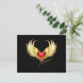 Rood Hart met Gouden Vleugels Kaart (Staand voorkant)