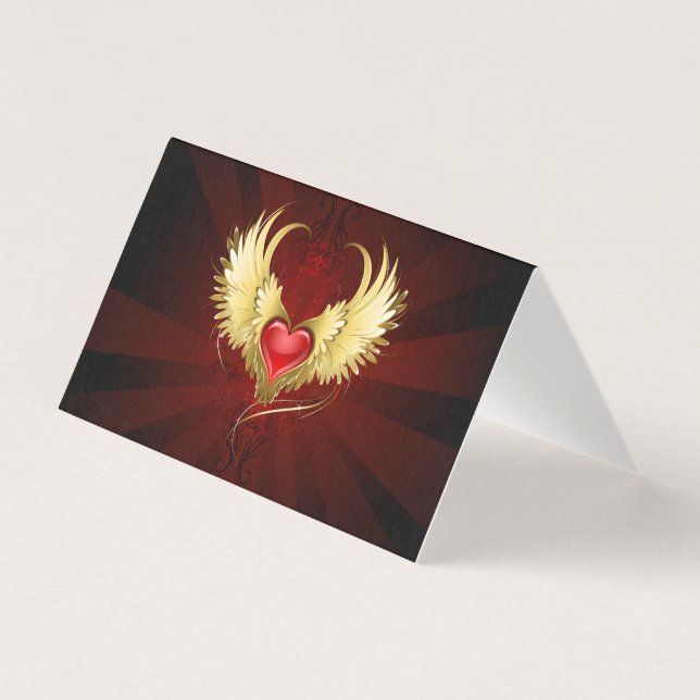 Rood Hart met Gouden Vleugels Kaart (Voorkant)
