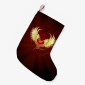 Rood Hart met Gouden Vleugels Kleine Kerstsok (Voorkant (Hangend))