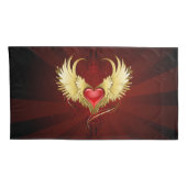 Rood Hart met Gouden Vleugels Kussensloop (Achterkant-Rechts)