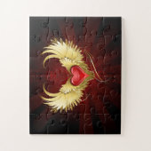 Rood Hart met Gouden Vleugels Legpuzzel (Verticaal)
