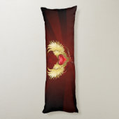 Rood Hart met Gouden Vleugels Lichaamskussen (Achterkant (Verticaal))
