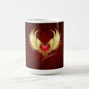 Rood Hart met Gouden Vleugels Magische Mok