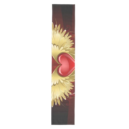 Rood Hart met Gouden Vleugels Medium Tafelloper (Voorkant)