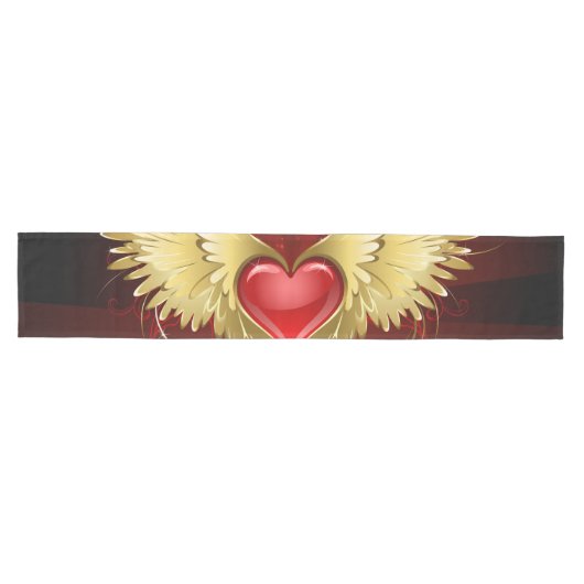 Rood Hart met Gouden Vleugels Medium Tafelloper (Horizontaal)