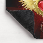 Rood Hart met Gouden Vleugels Muismat (Hoek)