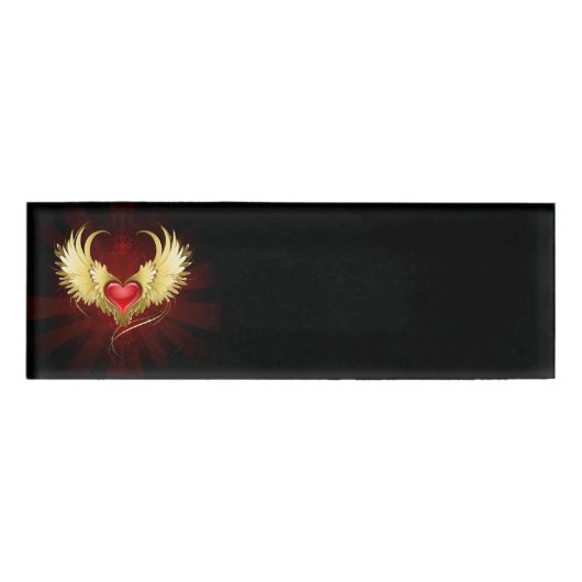 Rood Hart met Gouden Vleugels Naambadge (Voorkant)